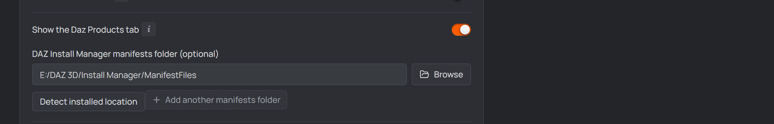 Settings → Project → Show the Daz Products tab